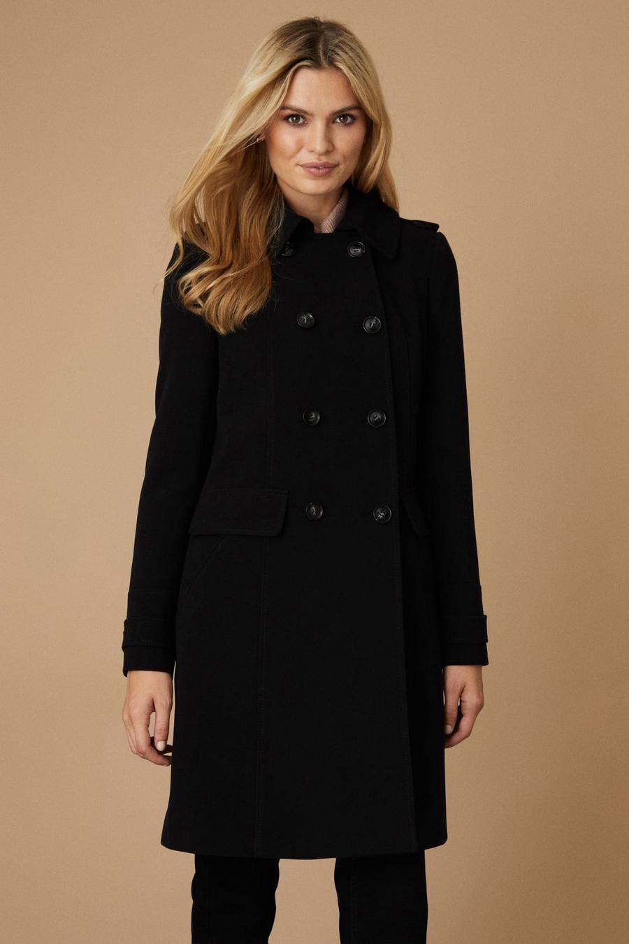 Black Double Breasted 60's Collar Coat