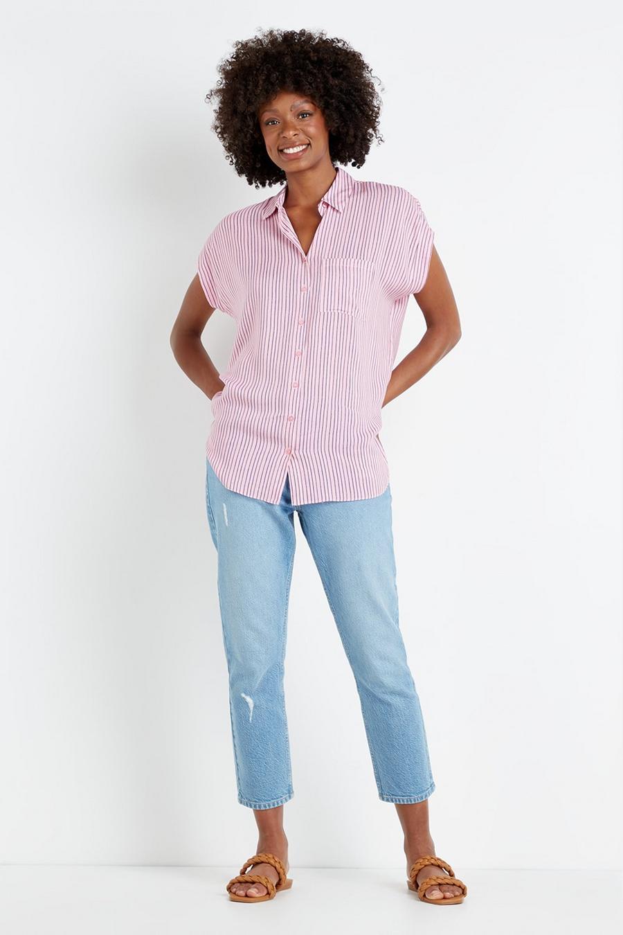 Pink Stripe Relaxed Longline Shirt