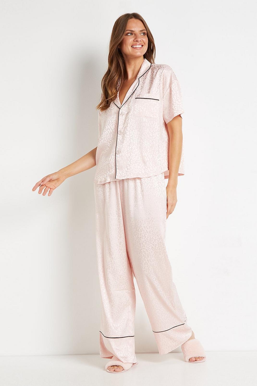 Blush Jacquard Contrast Pyjama Set image number 1