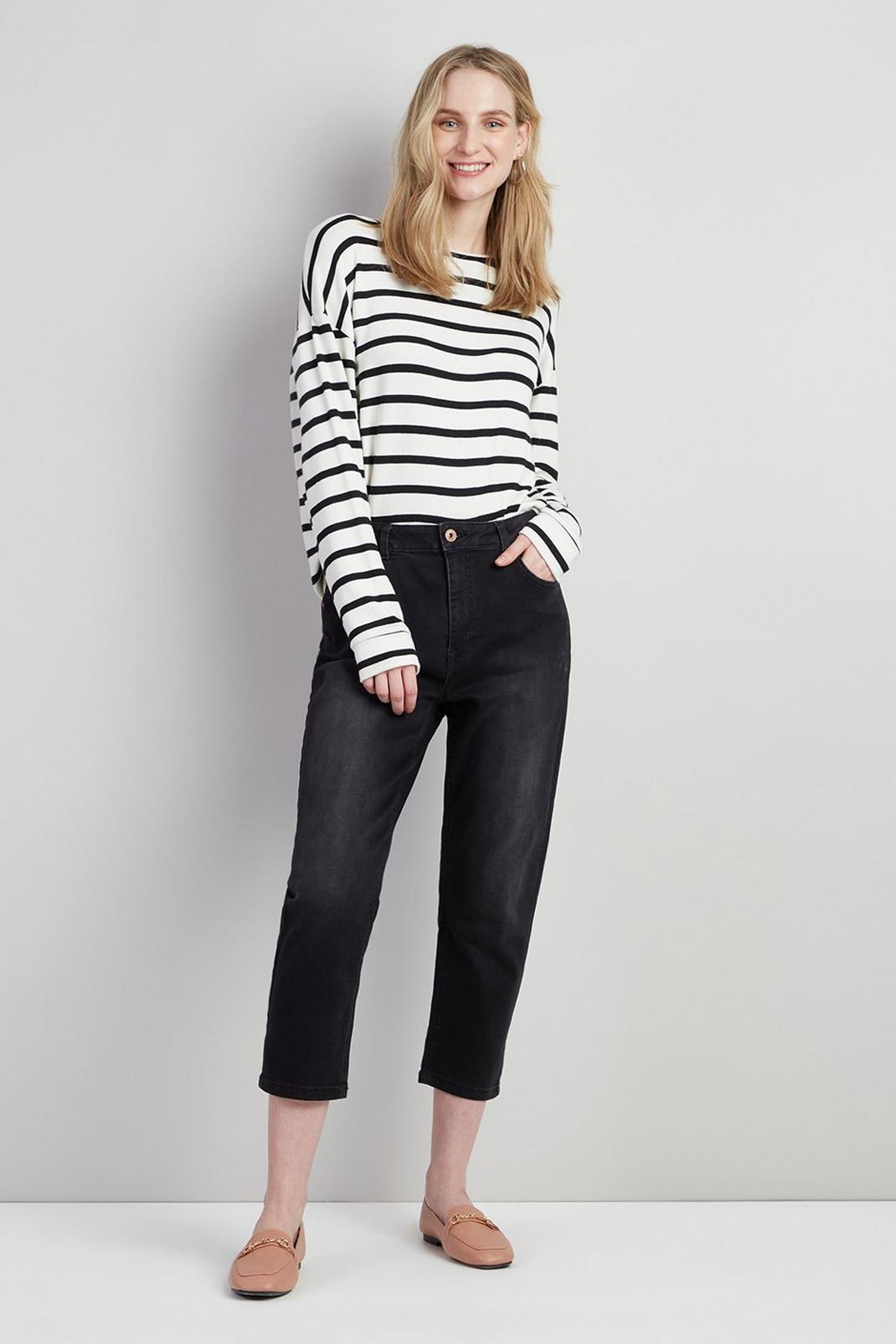 Black Petite Demi Cropped Straight Jean image number 1