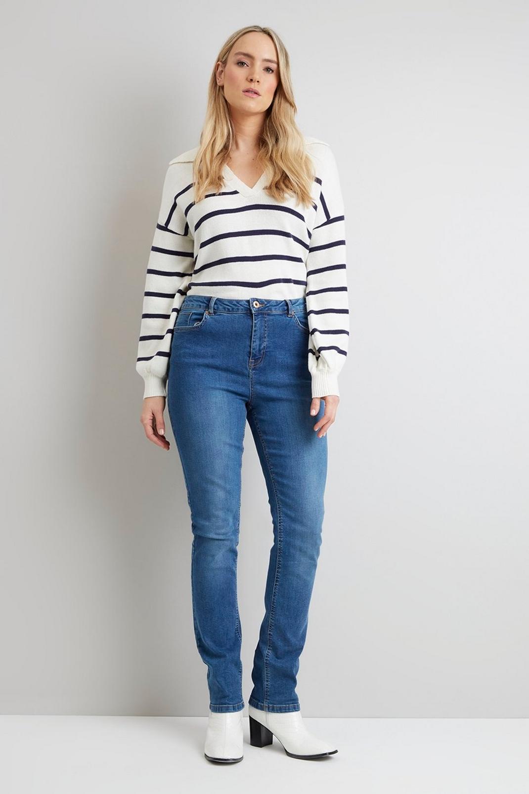 Mid wash Tall Harper Straight Leg Jeans image number 1
