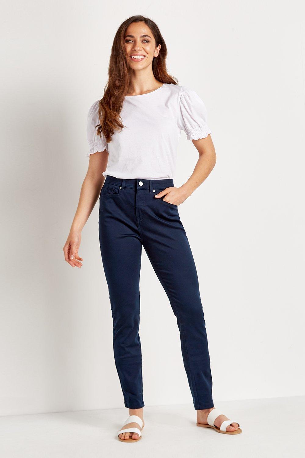 navy skinny trousers women