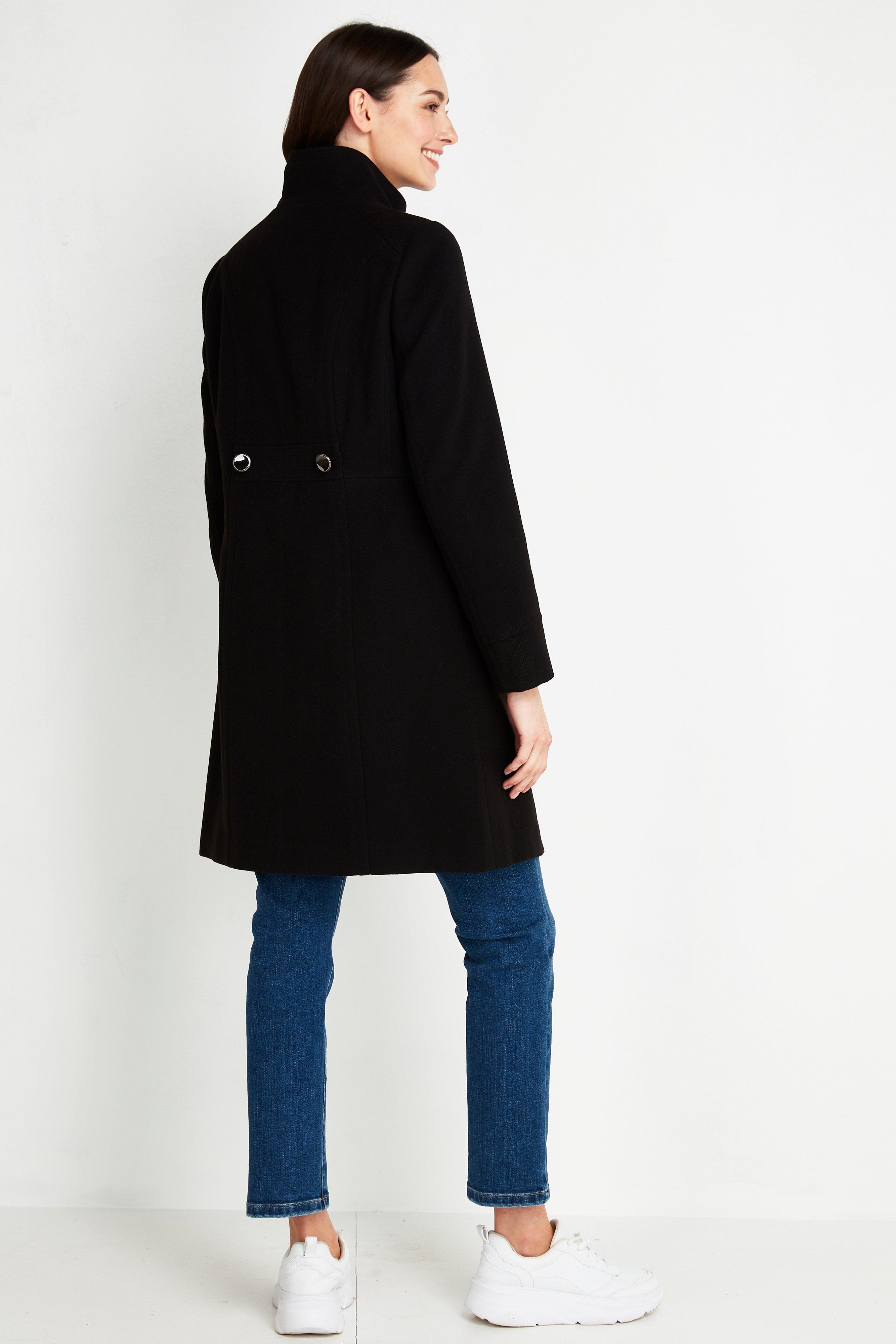 mint velvet black funnel neck coat