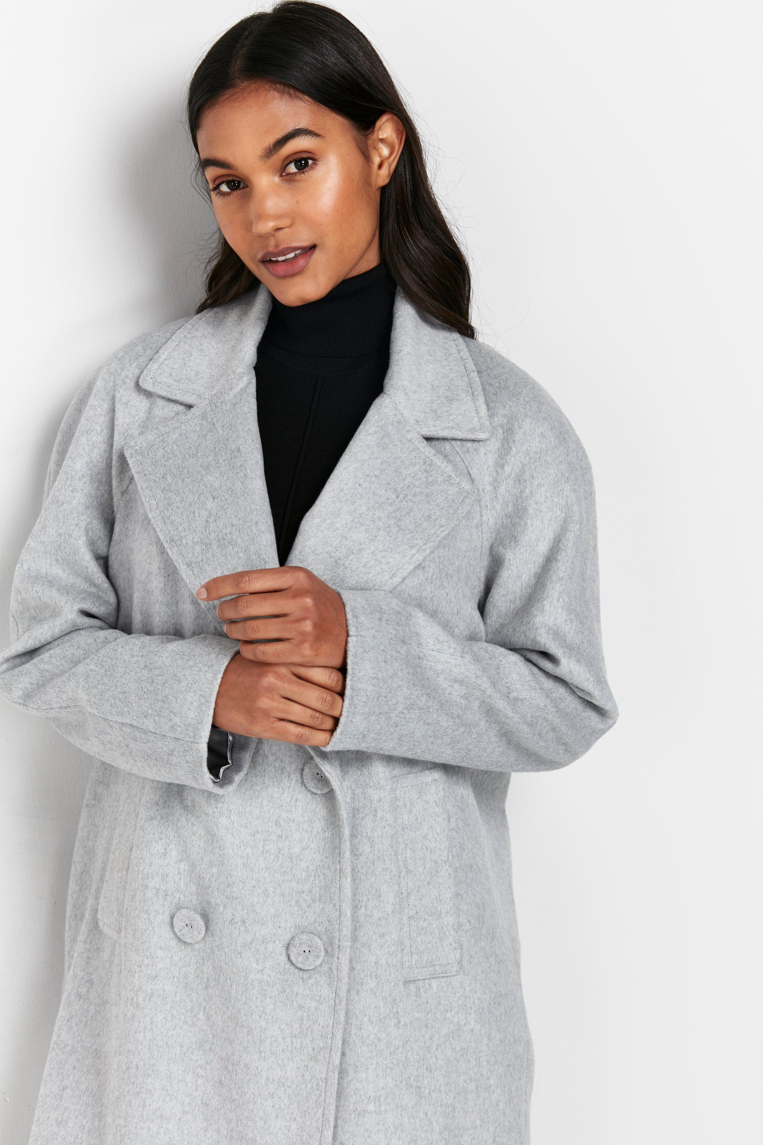 Grey Double Breasted Coat | Wallis EU