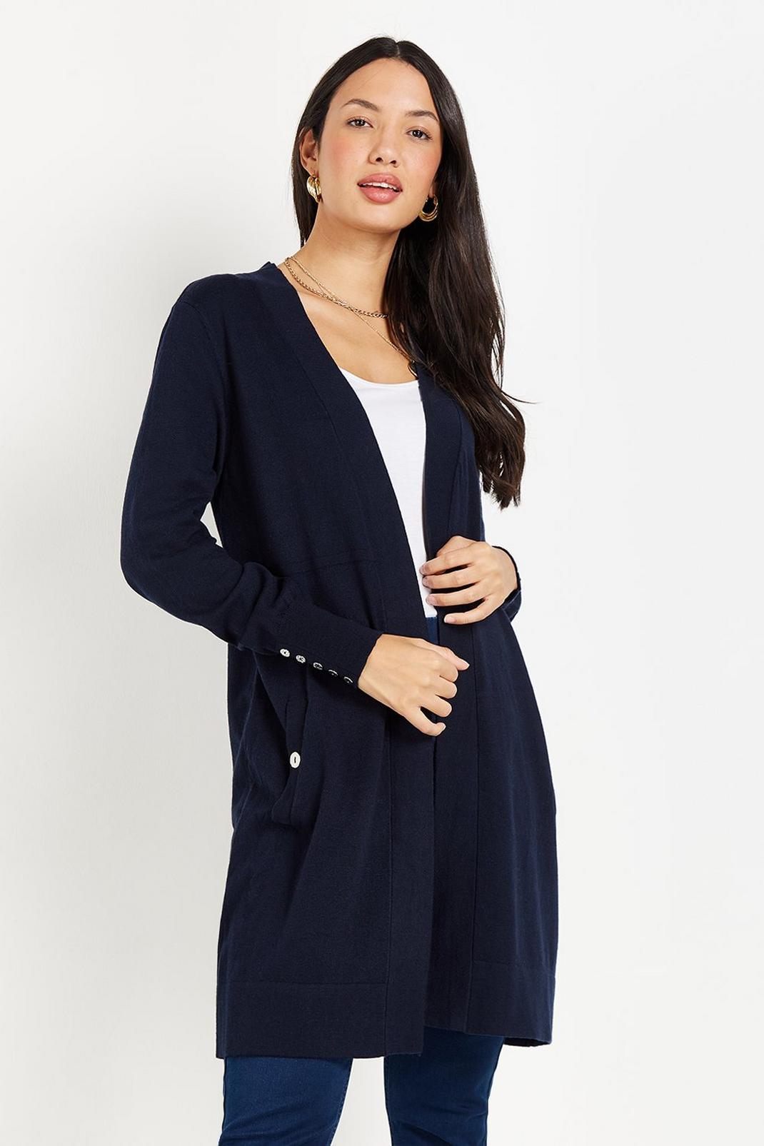 Tall Navy Wool Blend Cardigan image number 1