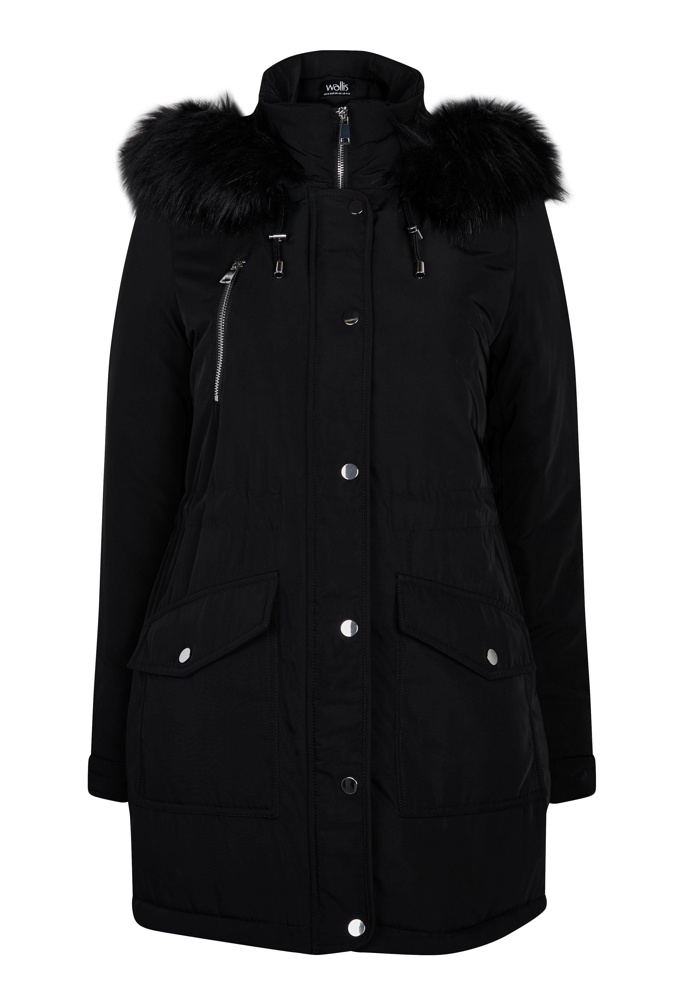 wallis black parka coat