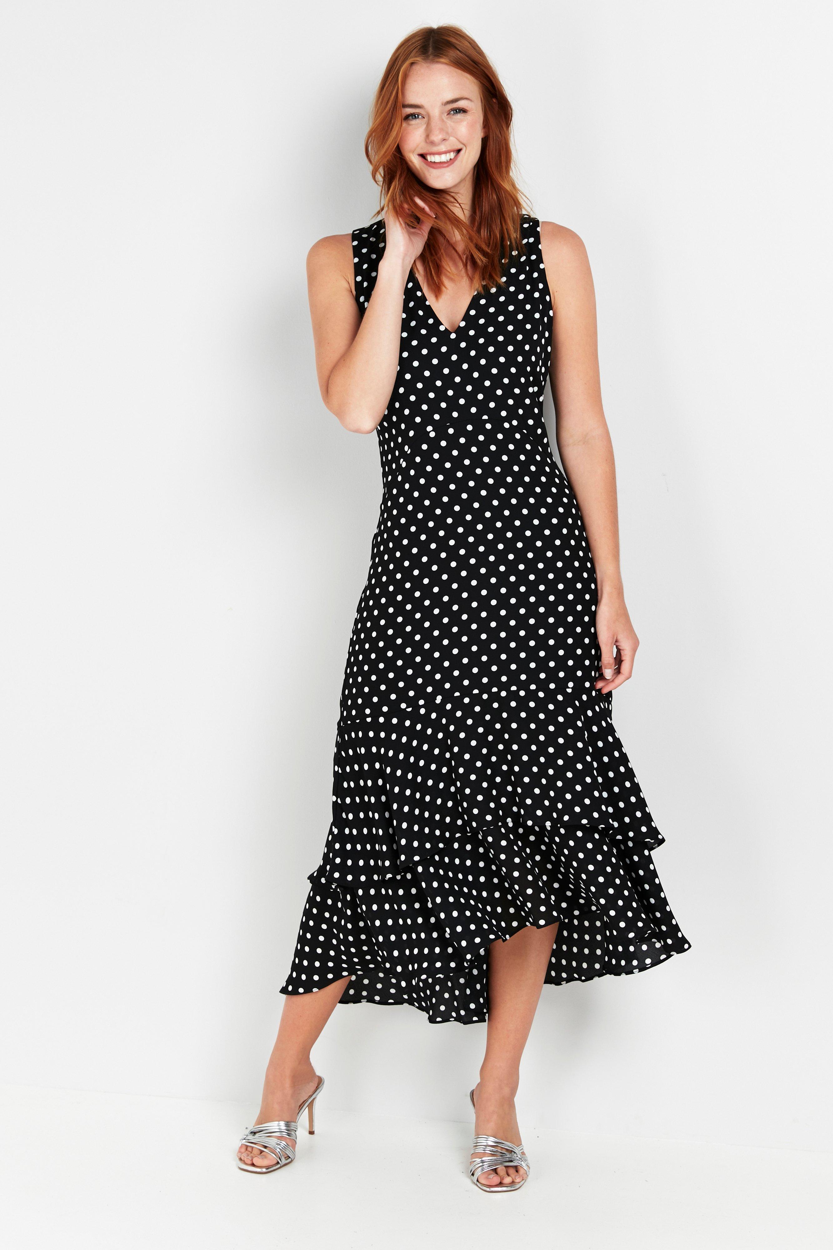 wallis black and white spot dress