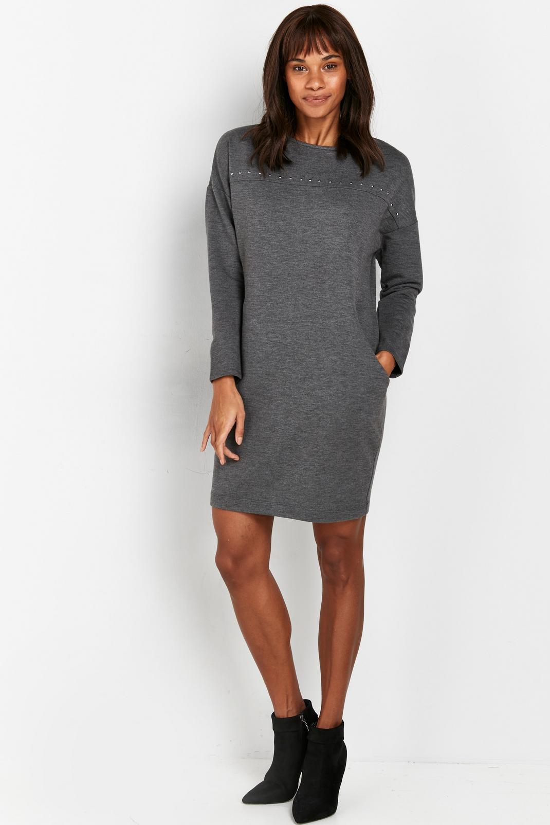 Grey Studded Jersey Dress image number 1