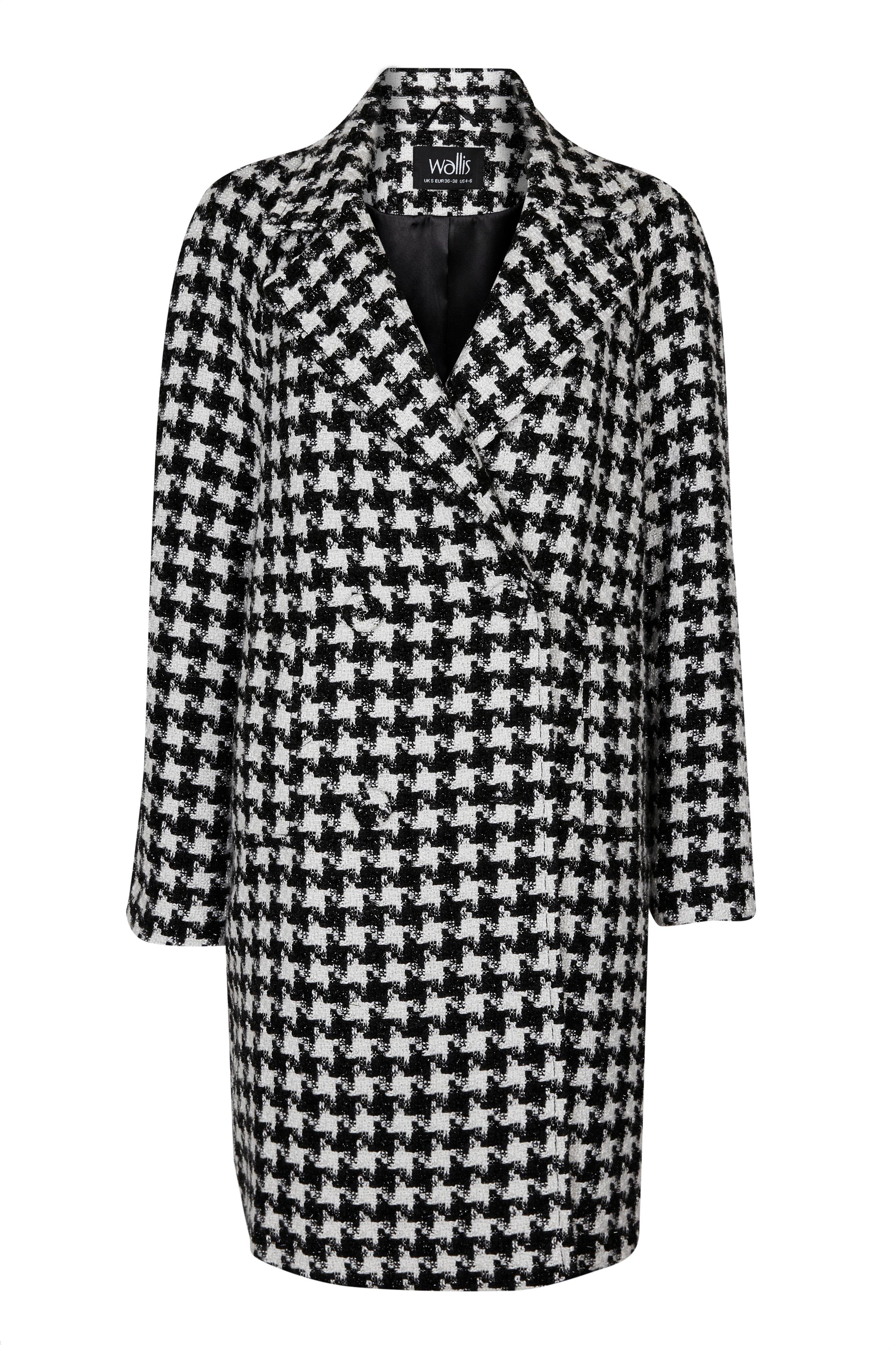 Monochrome Check Print Coat | Wallis EU