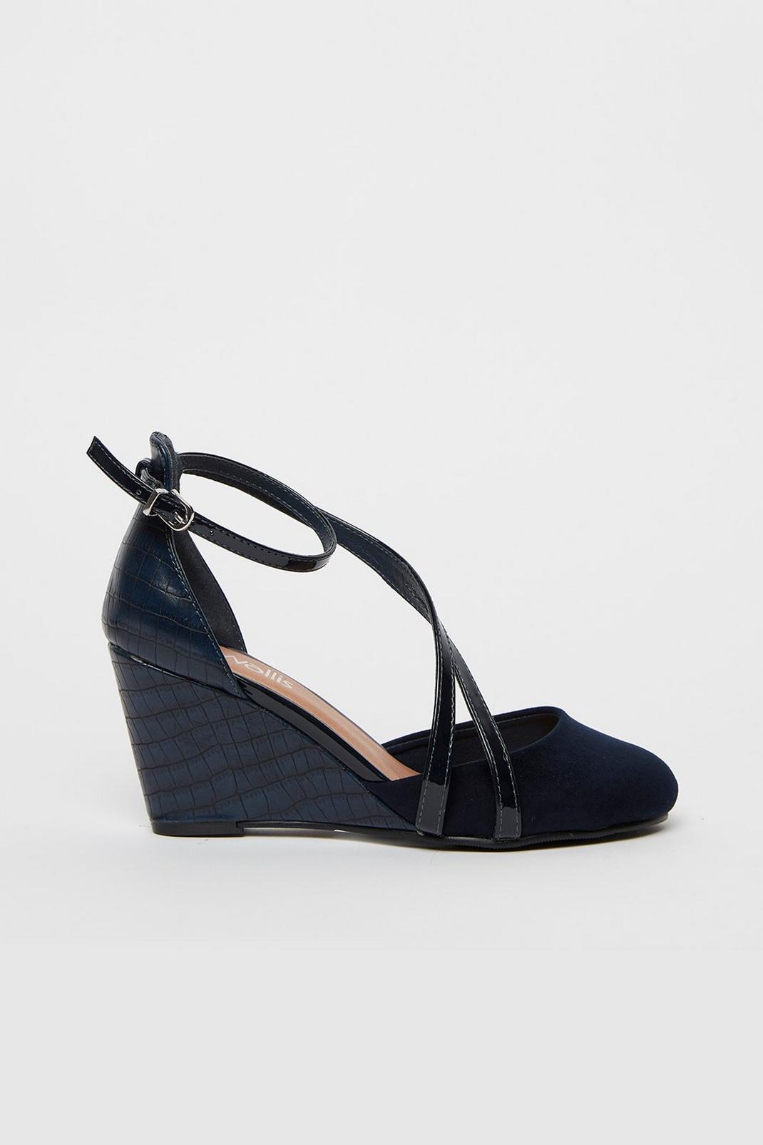 148 Navy Double Strap Wedge image number 1
