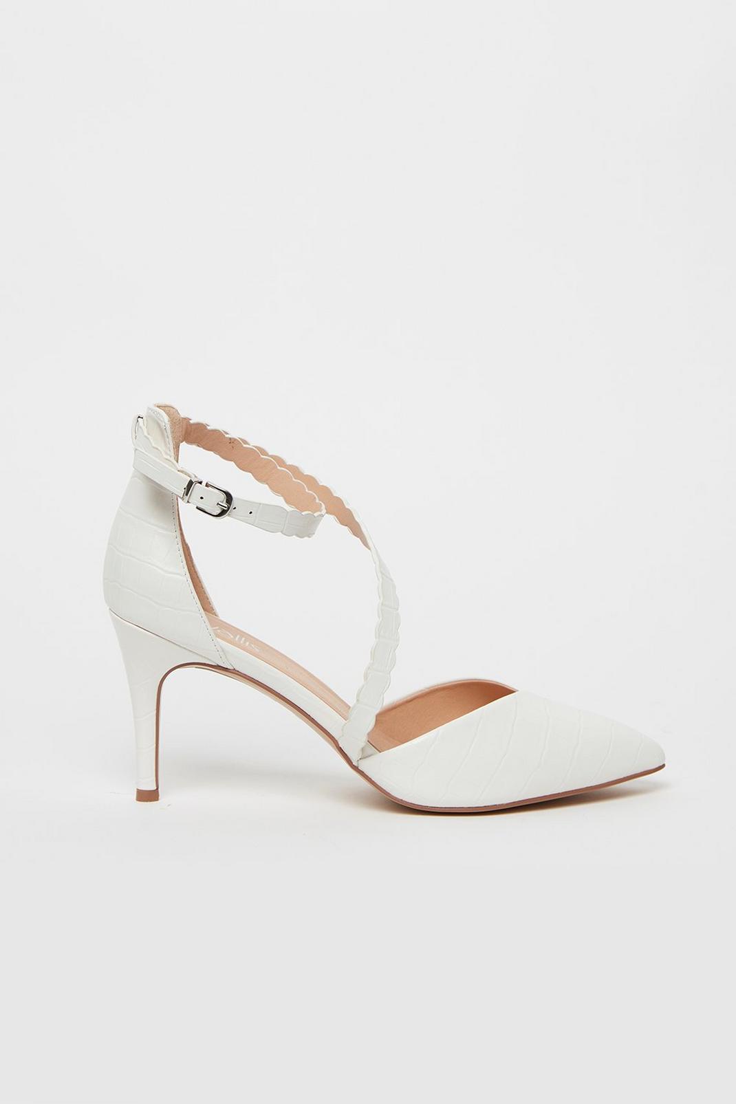 White Strappy Pointed Heels image number 1