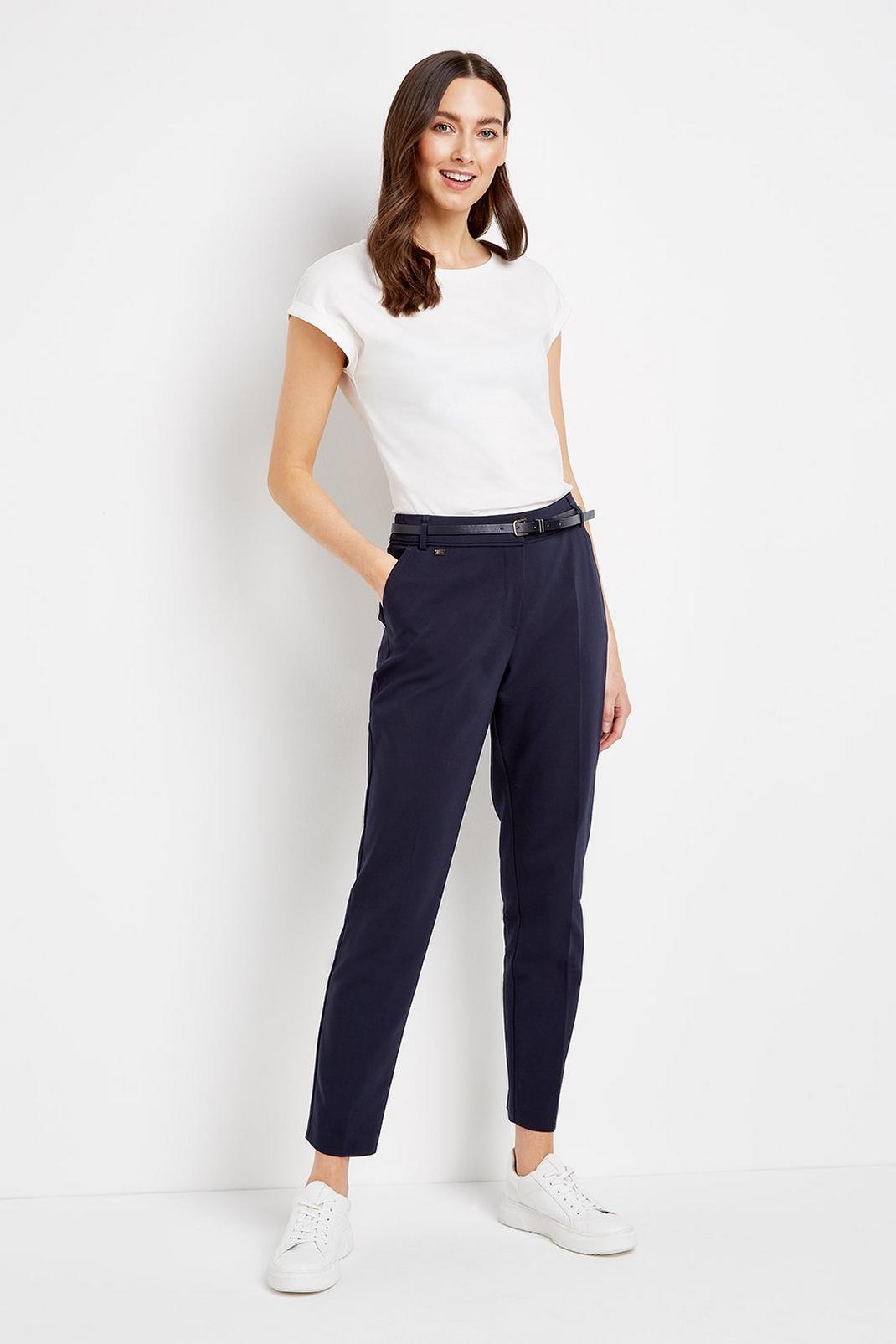 TALL Navy Belted Cigarette Trouser image number 1