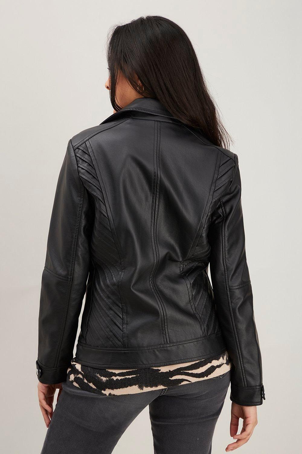 petite black biker jacket