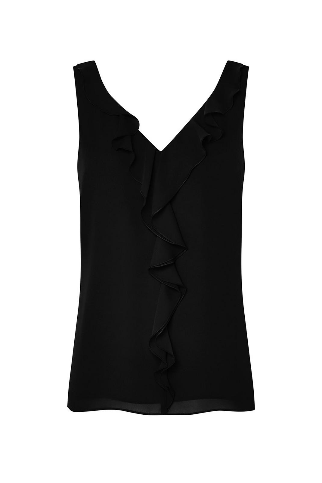 105 PETITE Black Ruffle Front Camisole Top image number 2