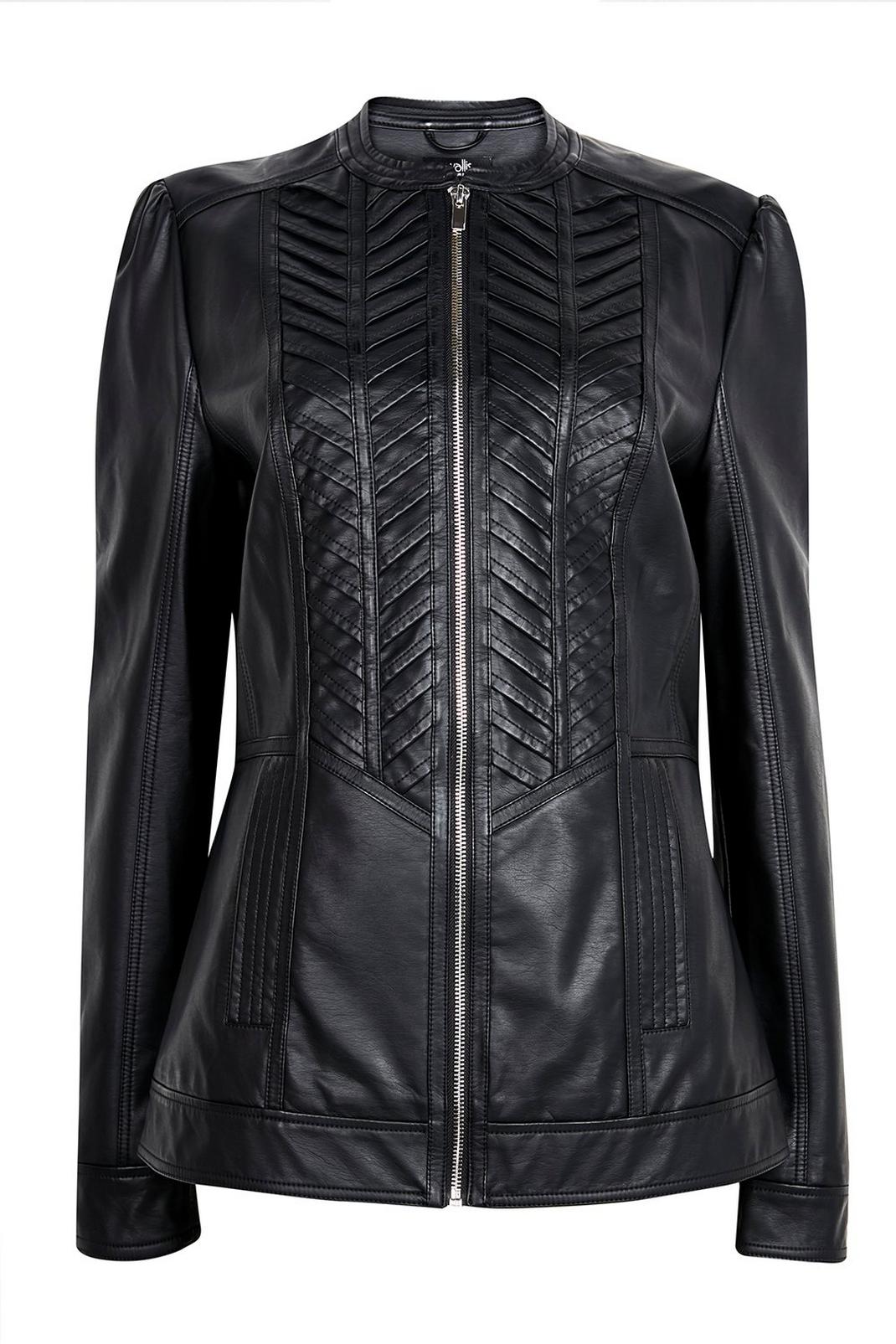 105 TALL Black Faux Leather Jacket image number 2