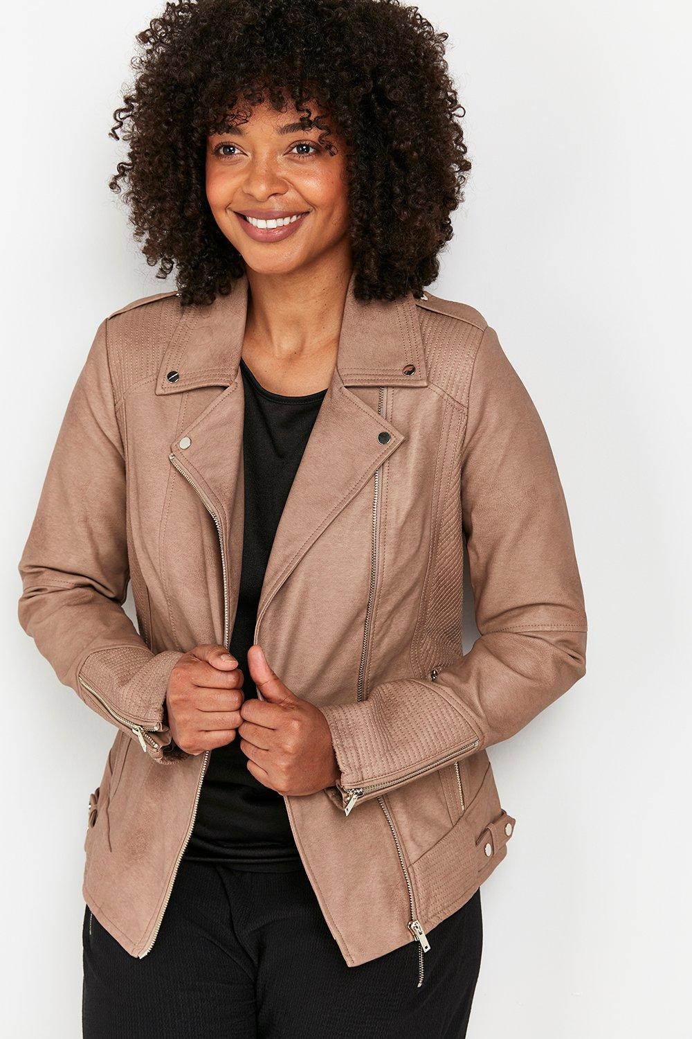 stone suede biker jacket