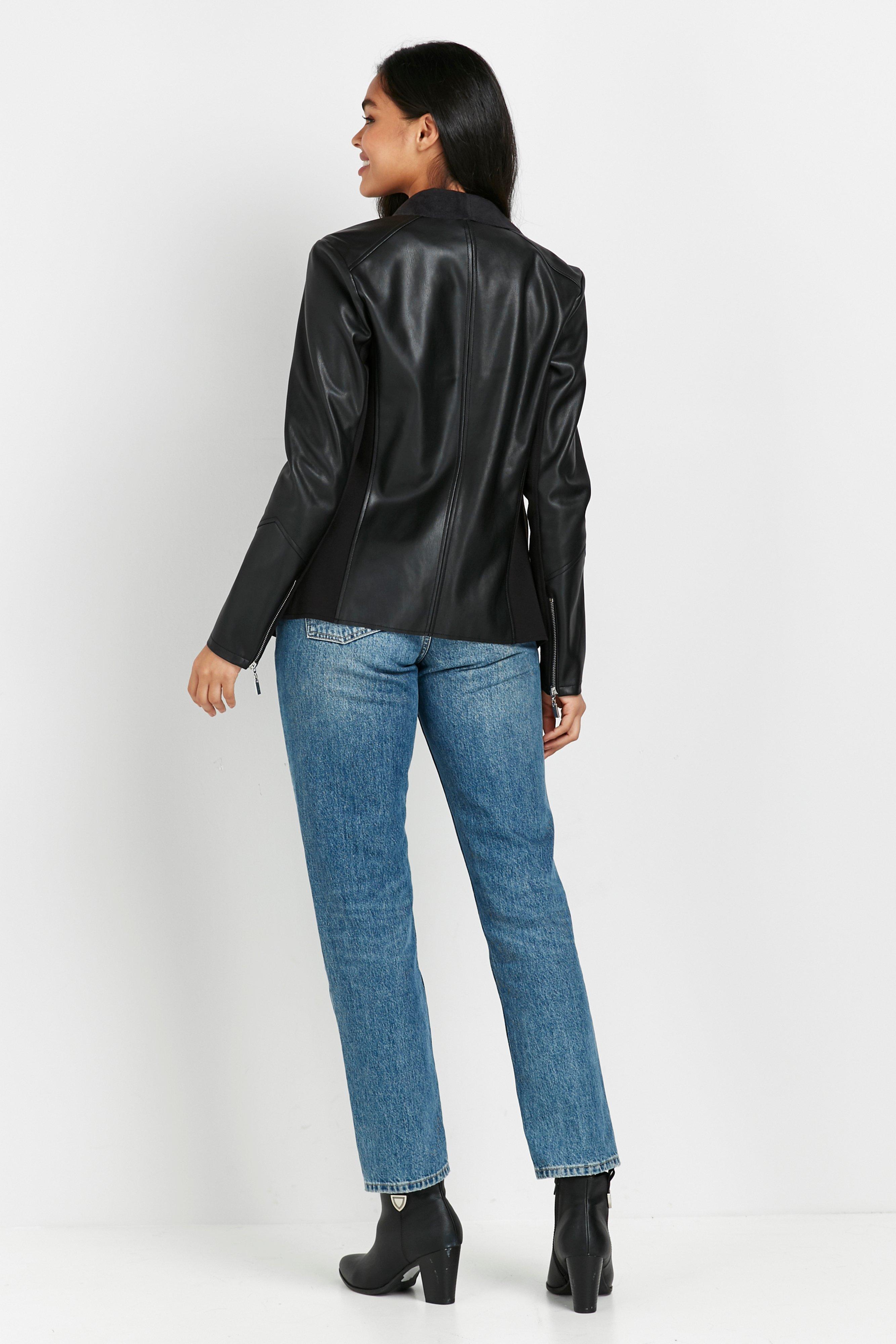 wallis black faux leather waterfall jacket