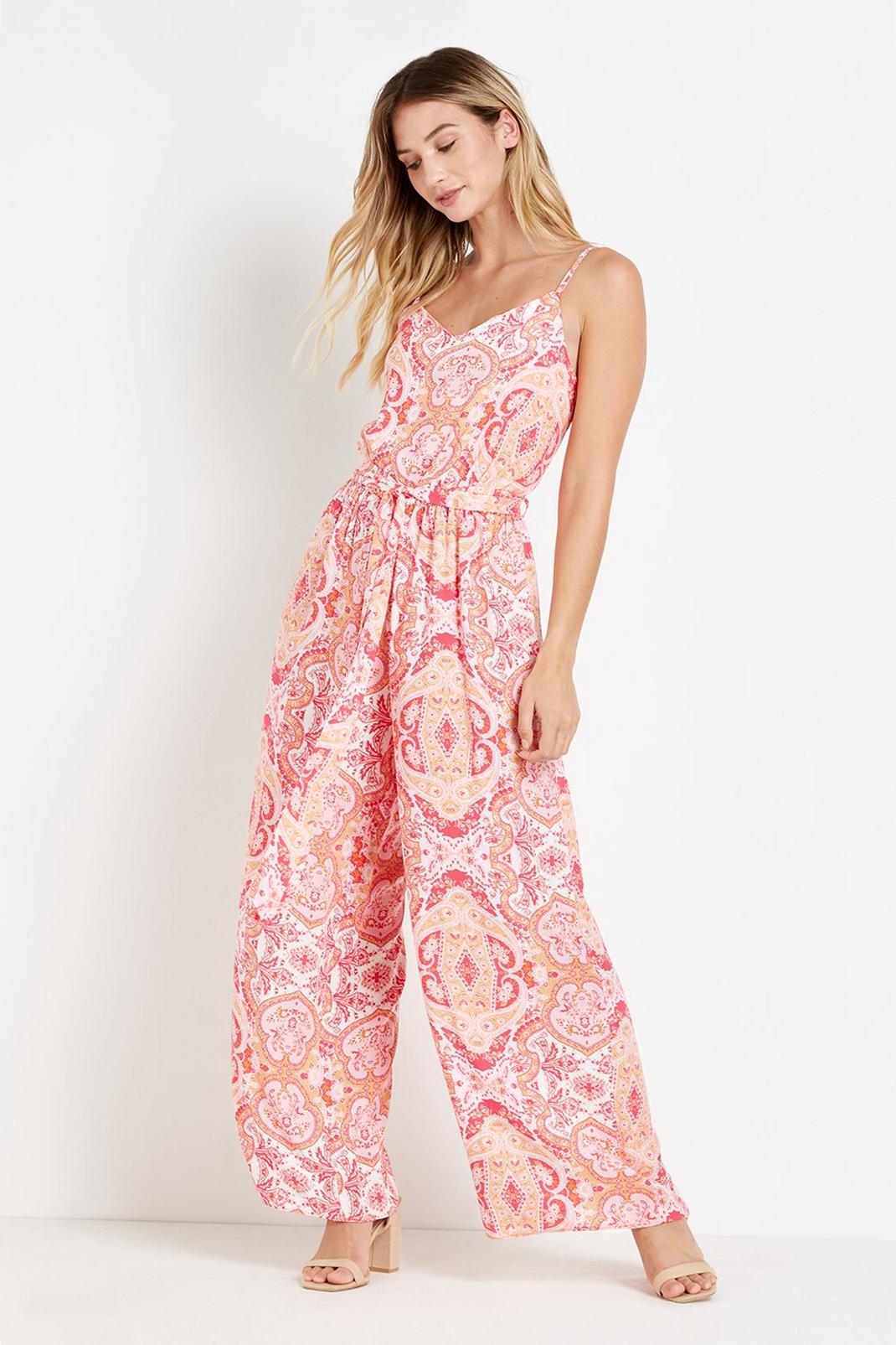 Pink Paisley Cami Jumpsuit image number 1