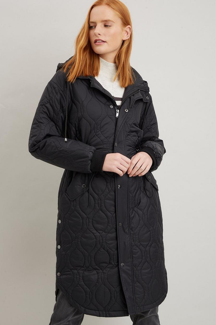 Quilted Drawstring Coat