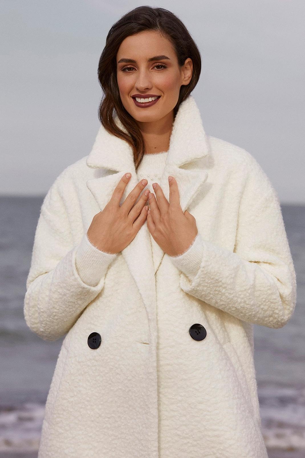 Ivory Relaxed 2 Button Detail Coat image number 1