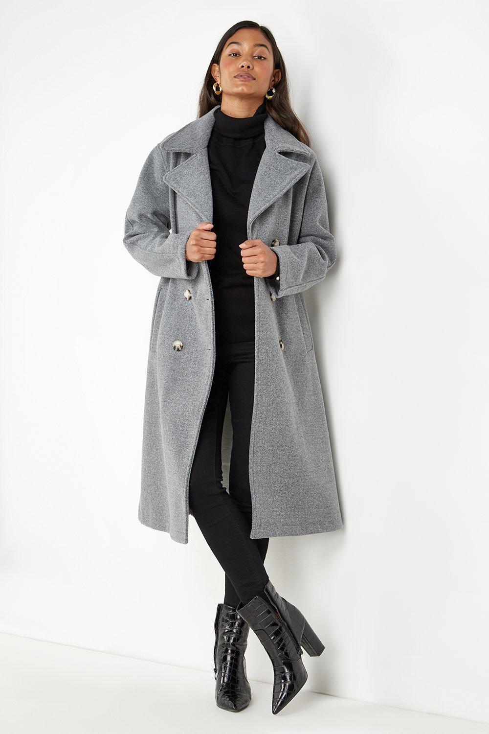 womens grey double breasted coat