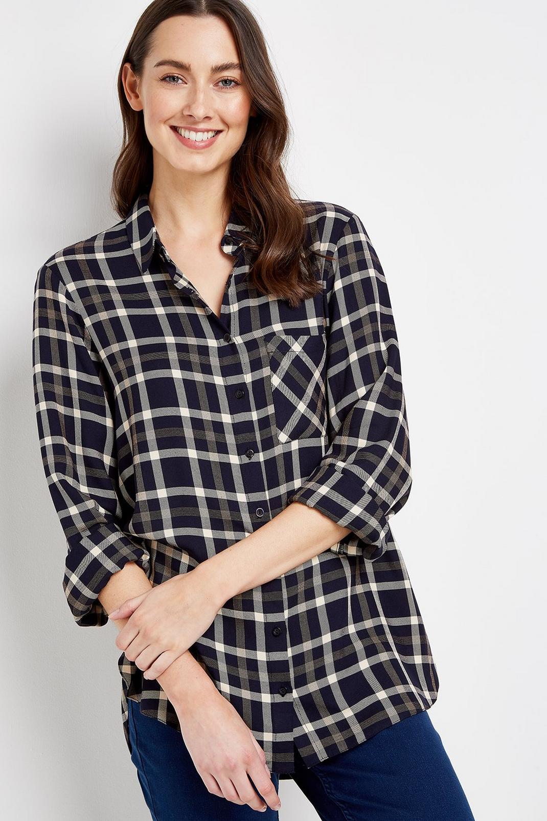 Navy Checked Shirt image number 1