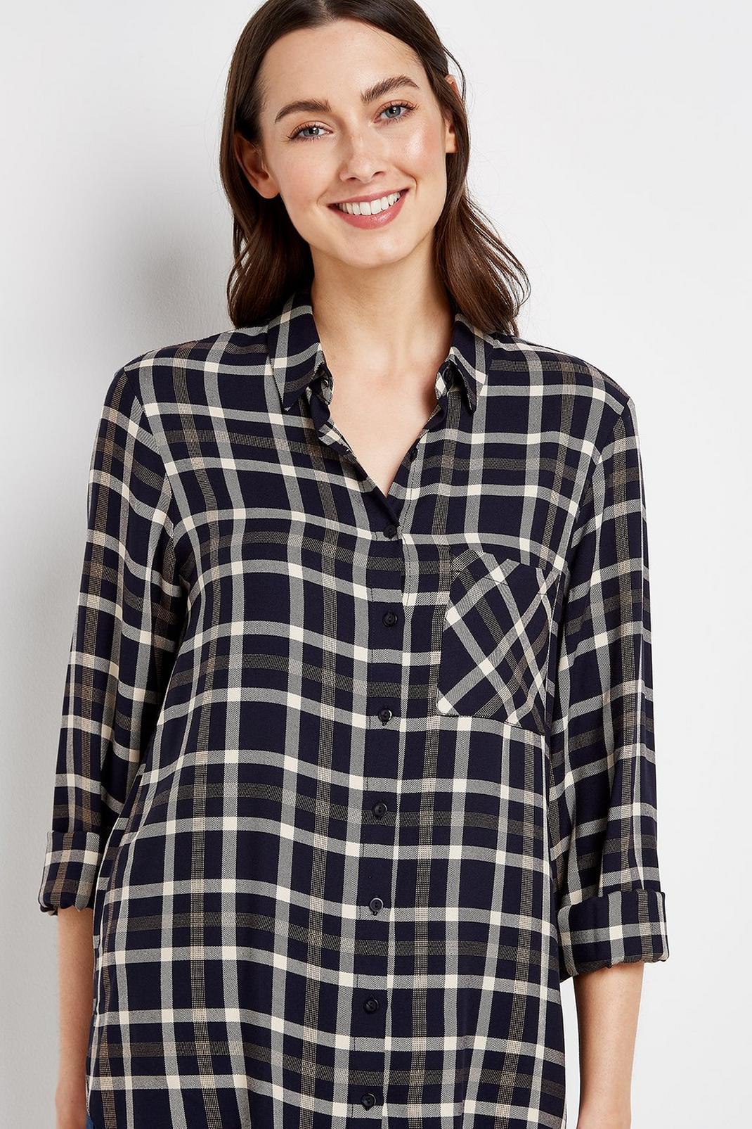 148 Navy Checked Shirt image number 2