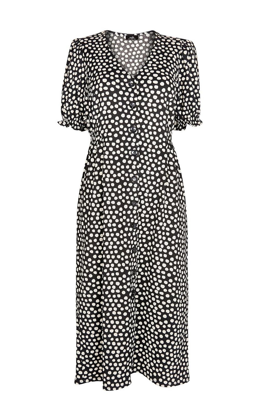 105 Black Polka Dot Midi Dress image number 2