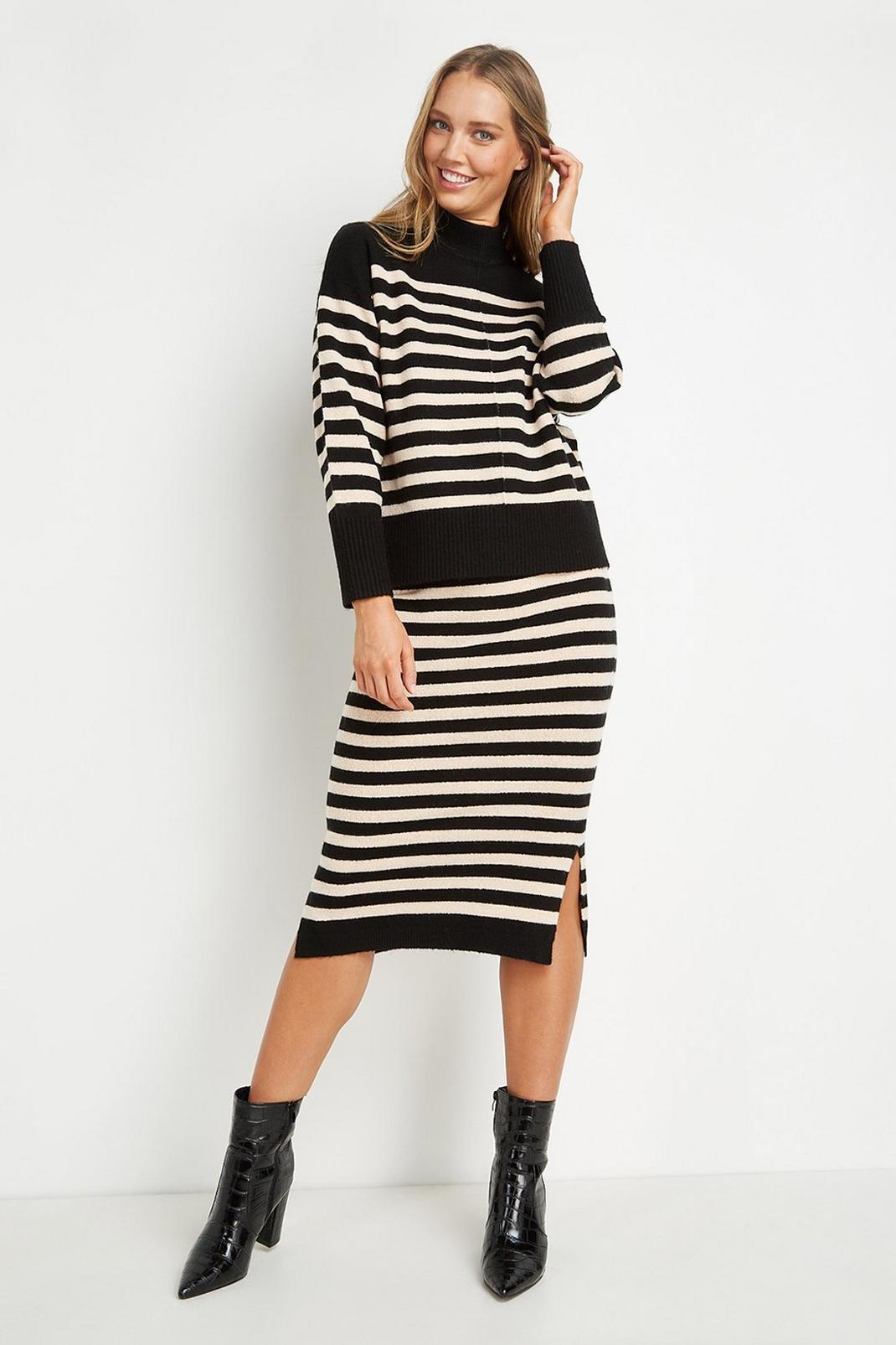 Black Stripe Knitted Skirt image number 1