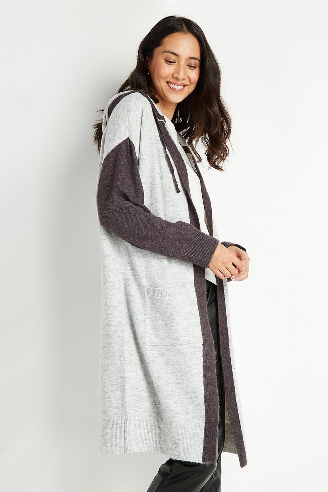 131 Contrast Hooded Cardigan image number 1