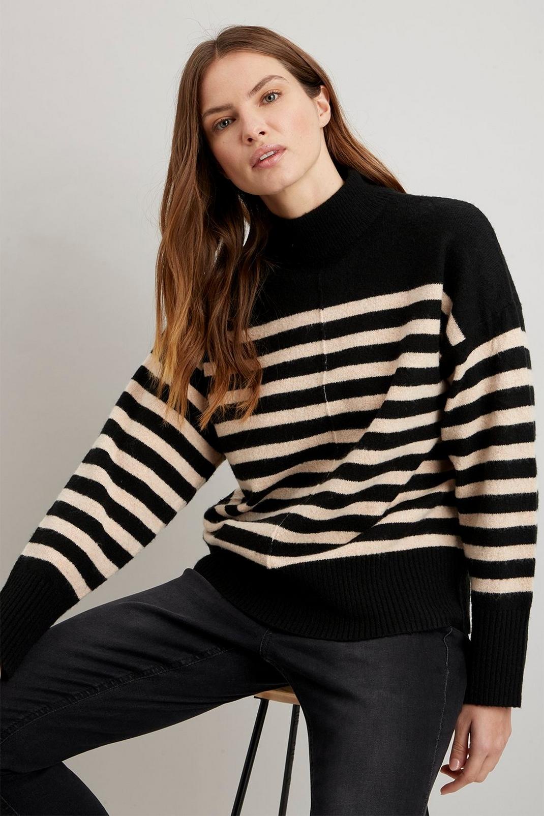 Black Stripe Knitted Jumper image number 1