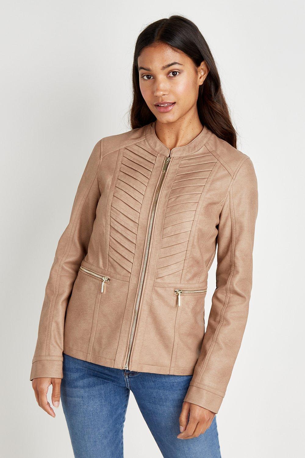 wallis cream leather jacket