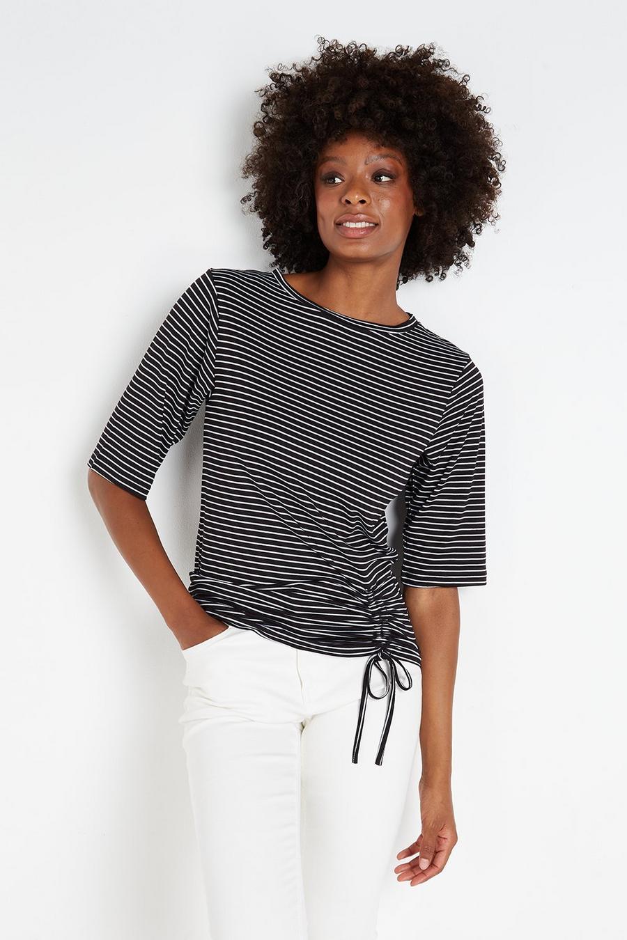 Stripe Ruched Side Top