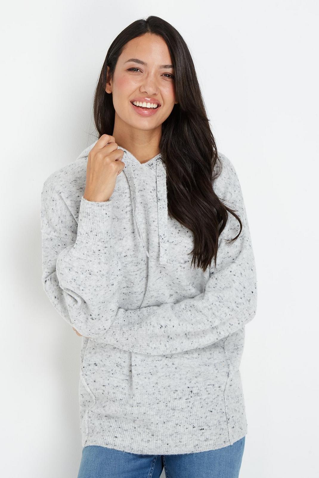 Grey Nepp Knitted Hoodie image number 1