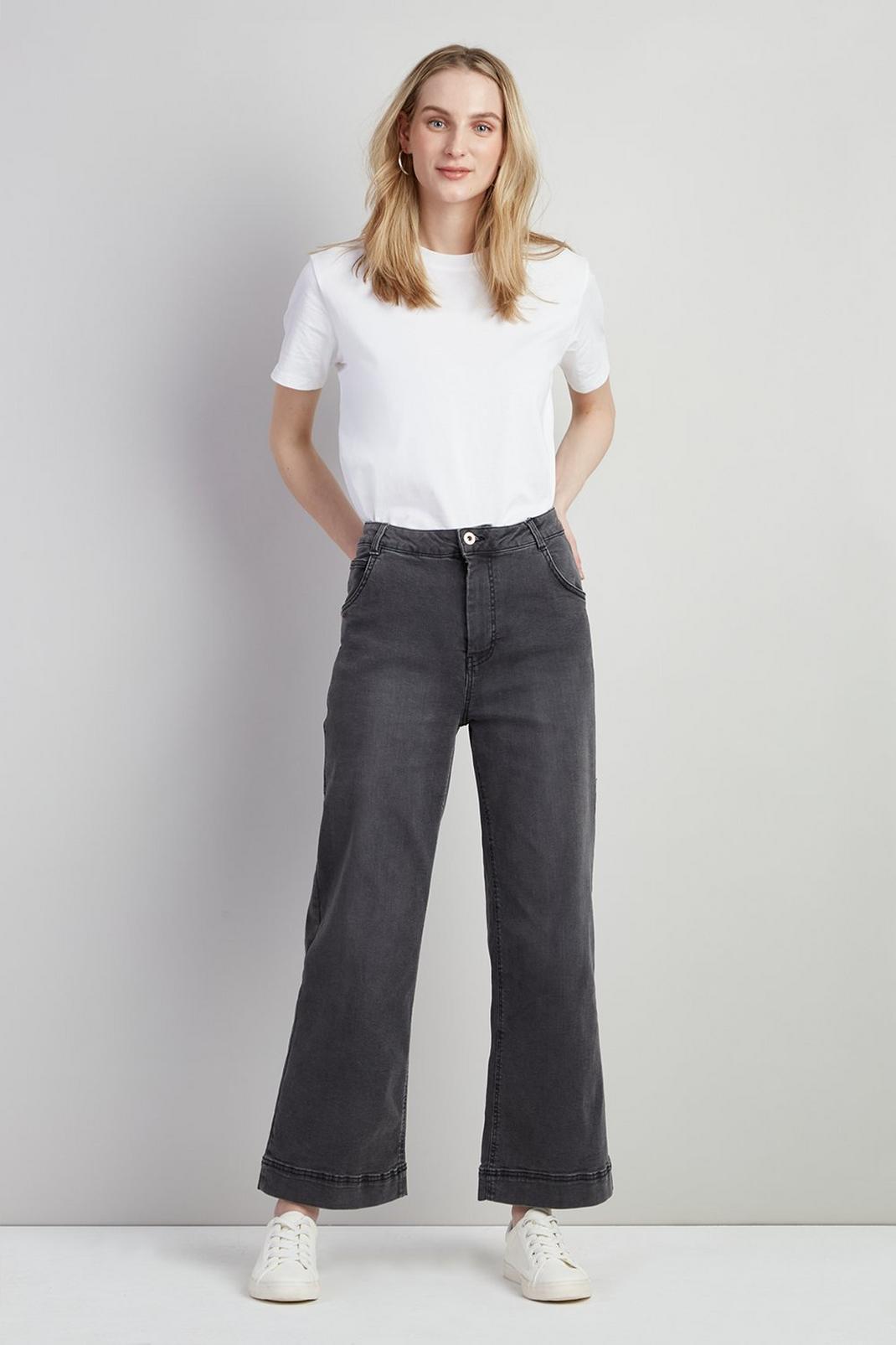 Grey Tall Heather Crop Wide Leg Jean image number 1