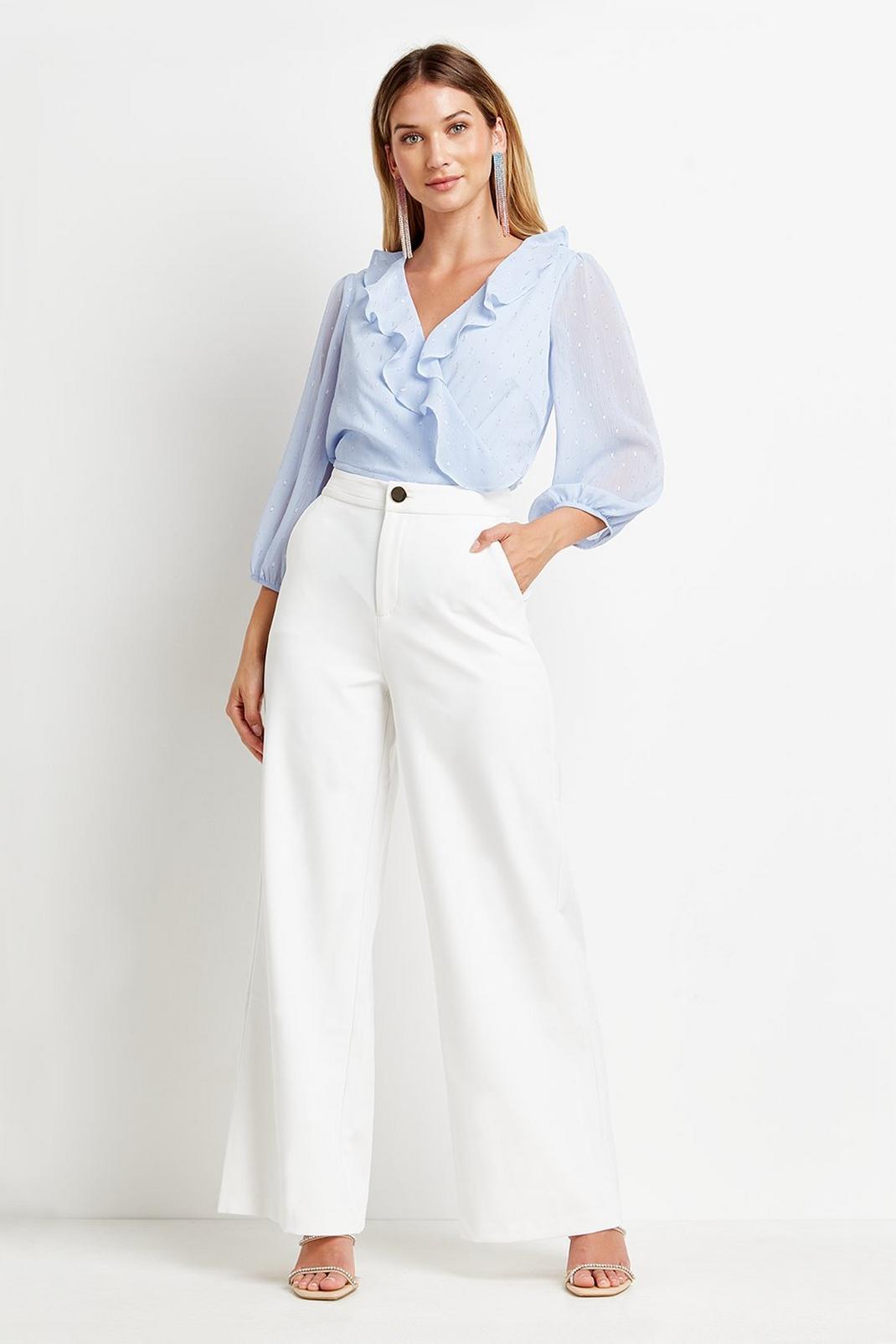 Ivory High Rise Wide Leg Pocket Trousers image number 1