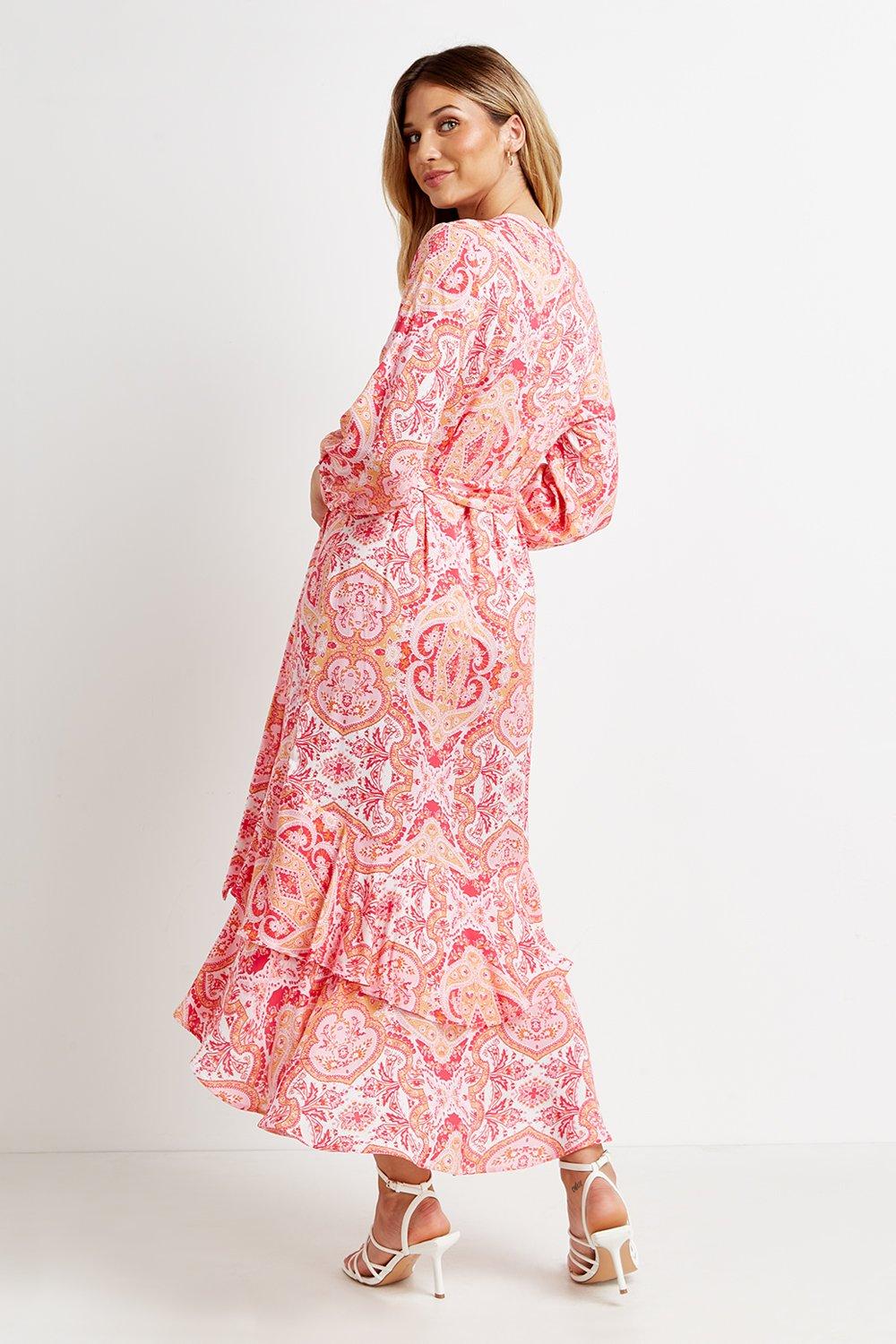 Pink Paisley Layered Hem Dress | Wallis EU