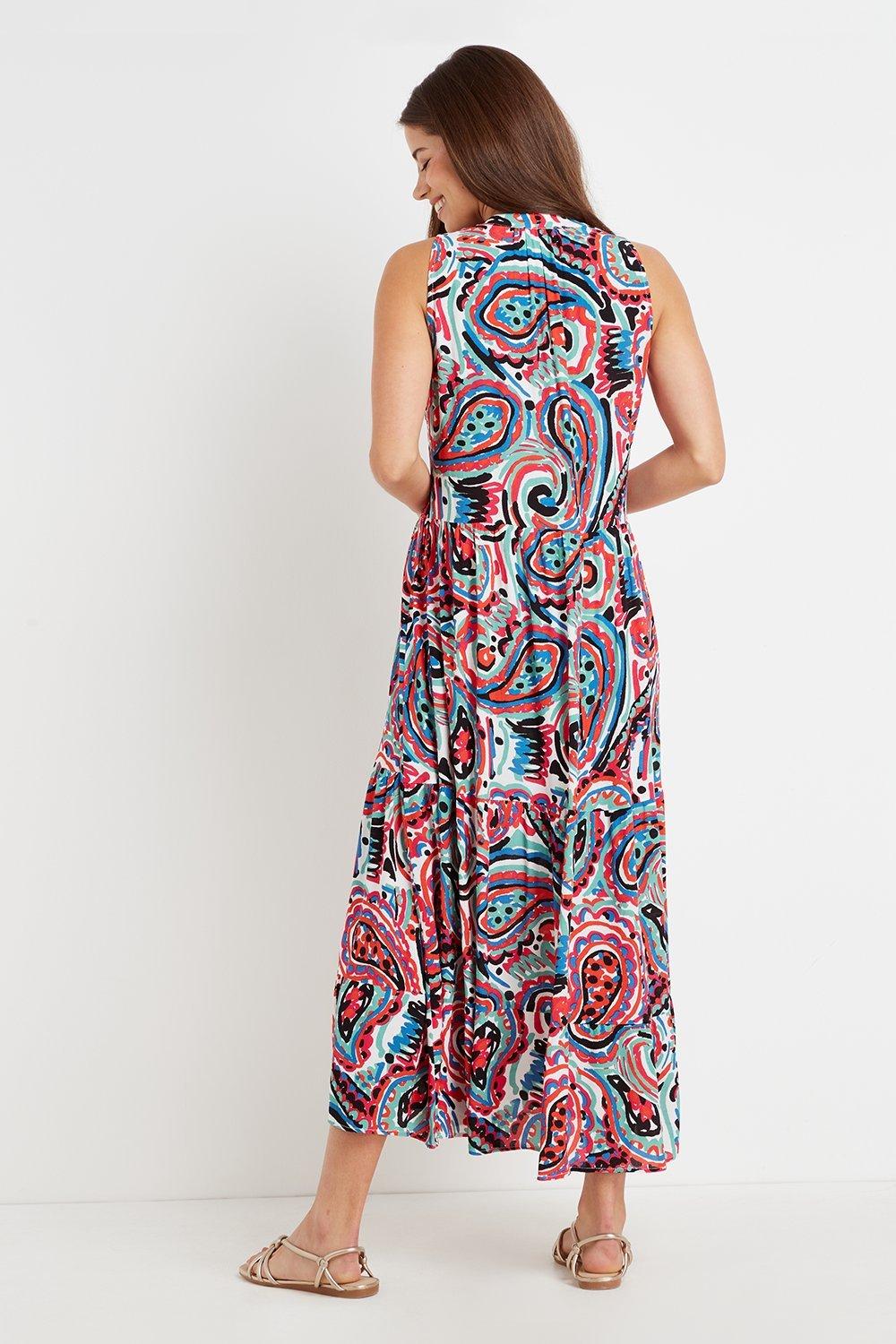 sleeveless paisley dress