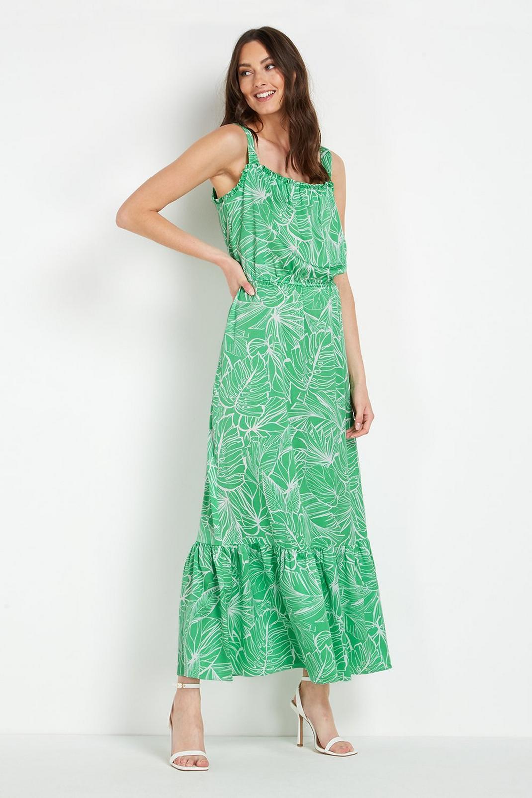 Bright green Tall Green Palm Sundress image number 1