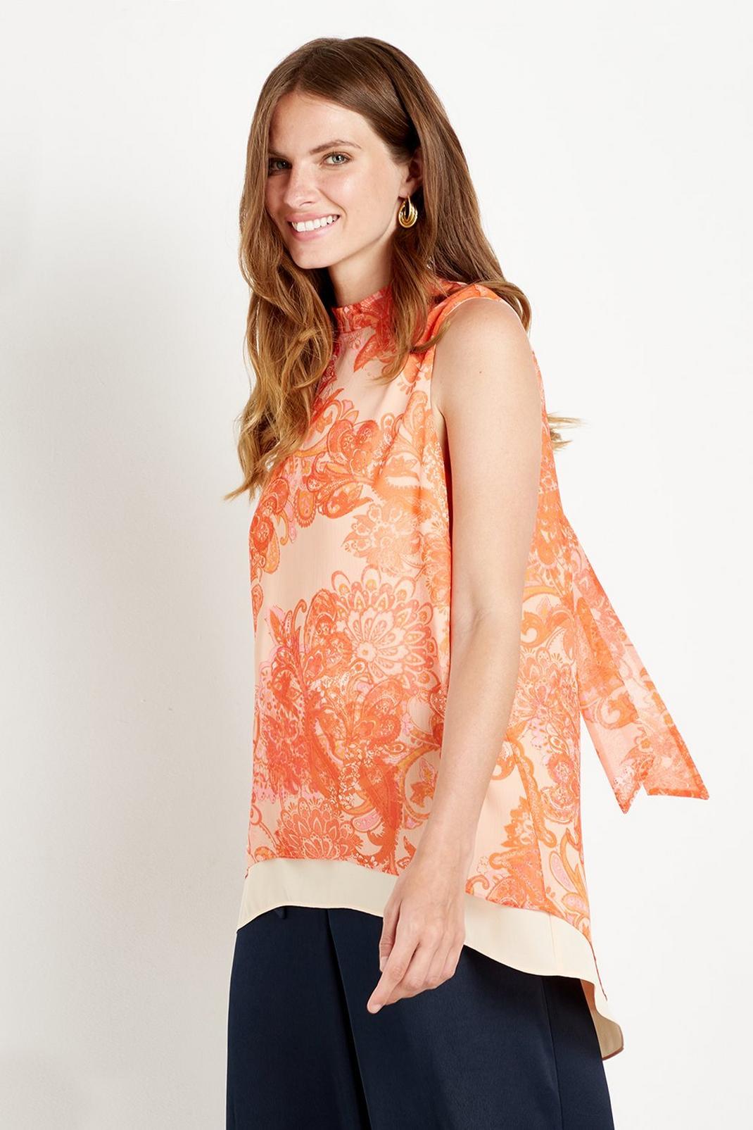 Orange Large Paisley Double Layer Top image number 1
