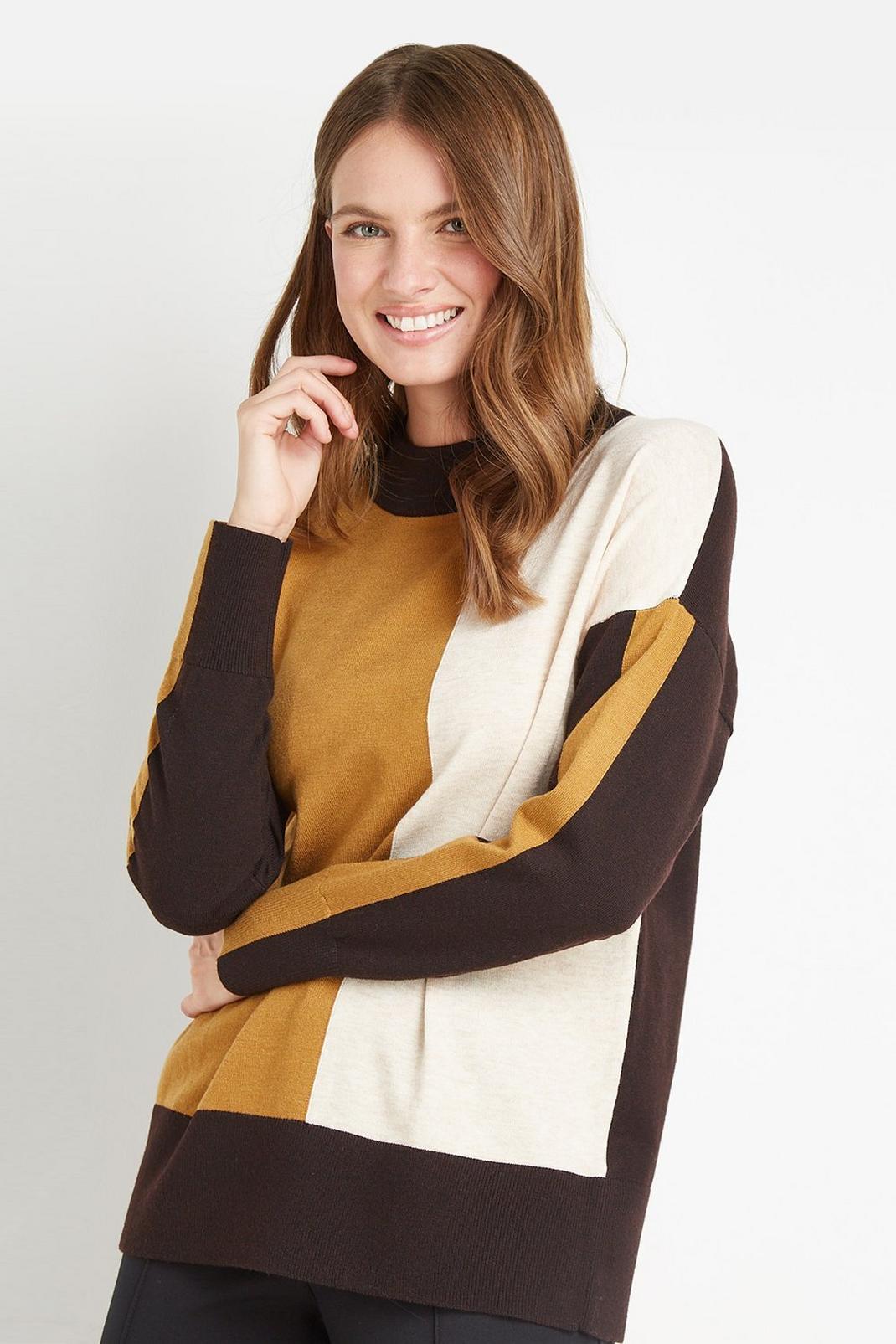 166 Colour Block Wool Mix Jumper image number 1