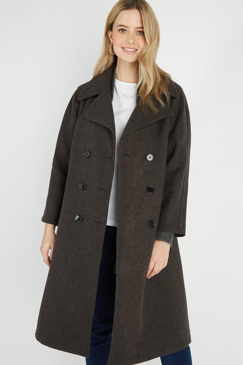 womens grey double breasted coat