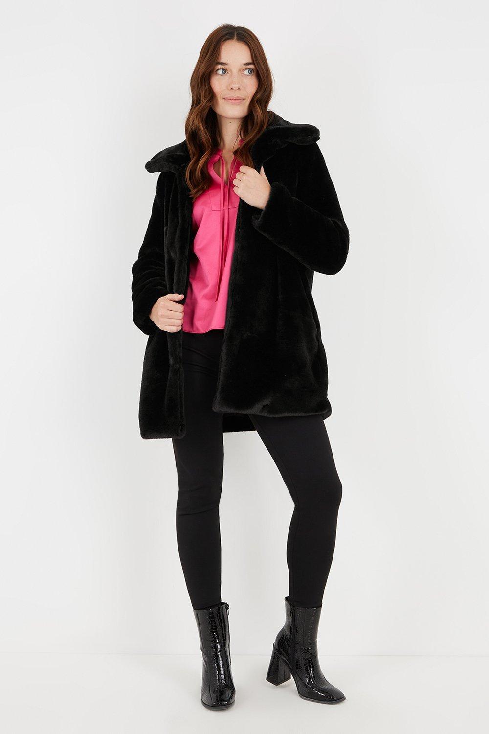 wallis petite faux fur coat