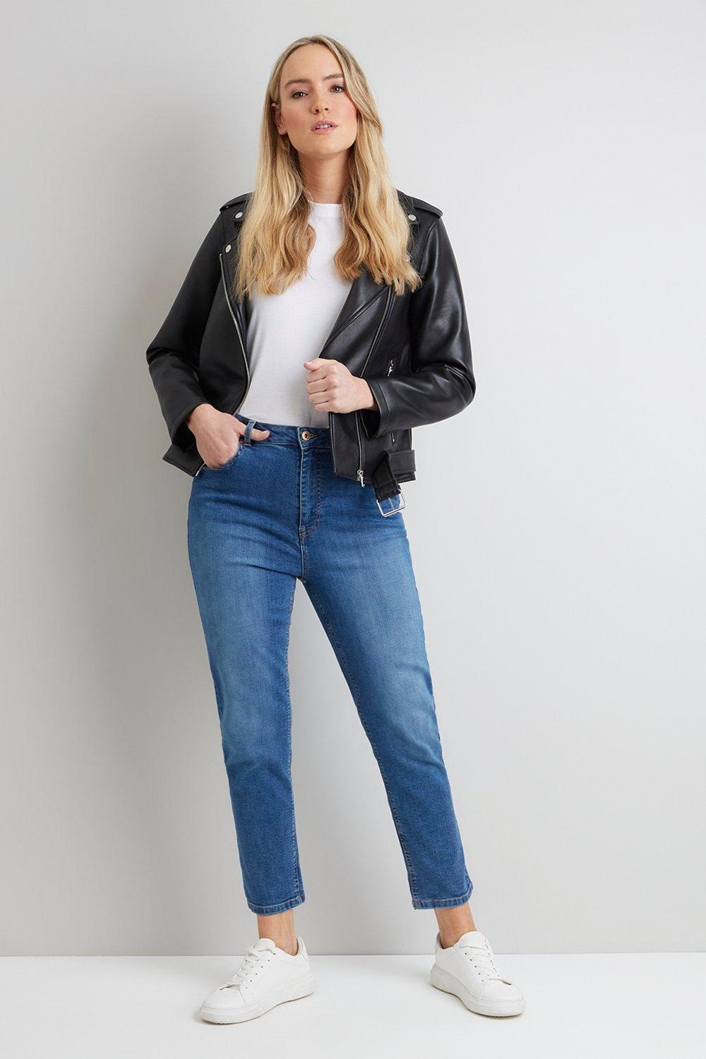 petite faux leather blazer