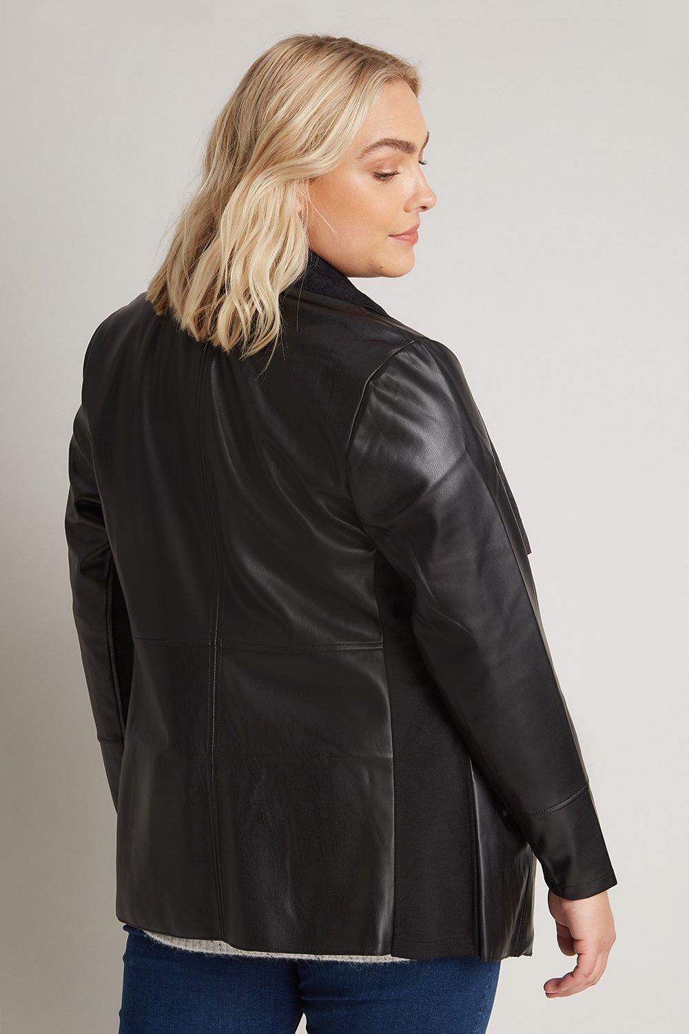 wallis black faux leather waterfall jacket