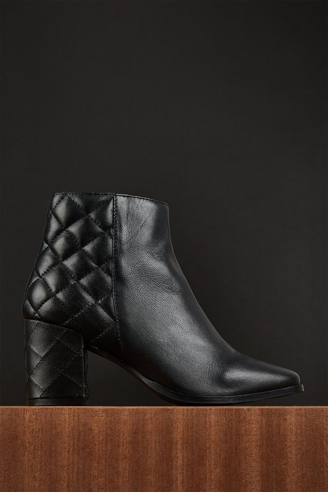 Black Odis Leather Quilted Ankle Boot image number 1
