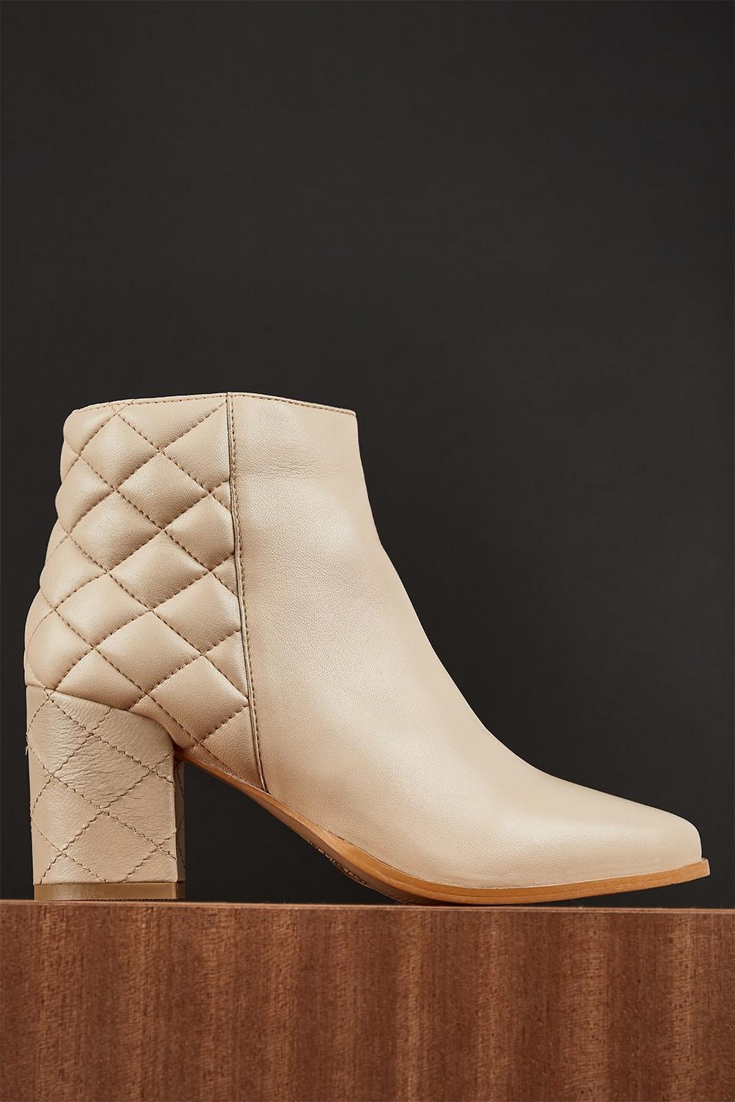 Cream Odis Leather Quilted Ankle Boot image number 1