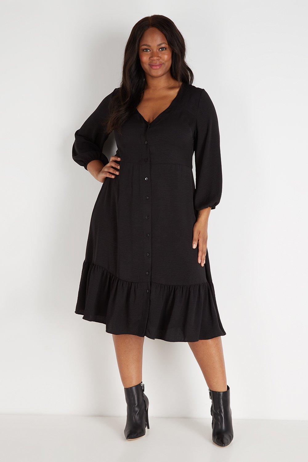 plus size black tiered dress