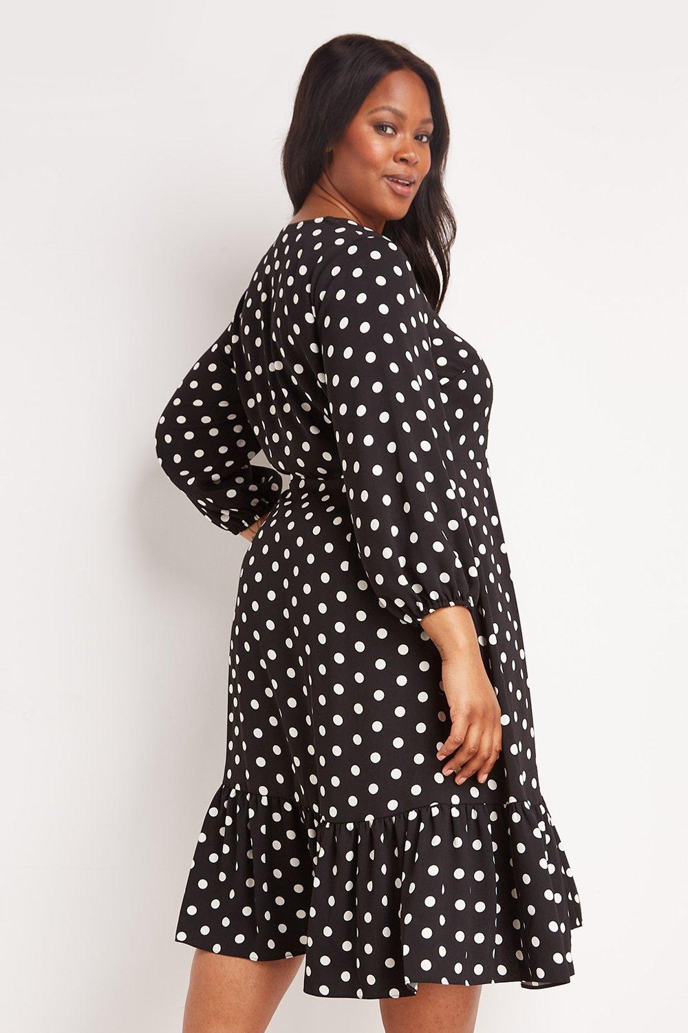 polka dot button through dress