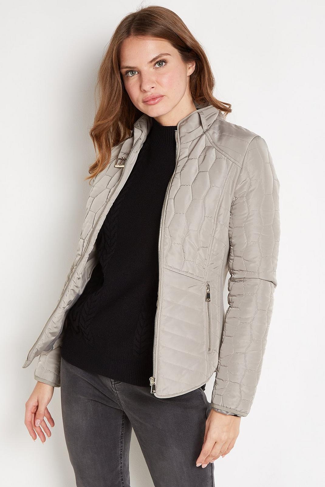 Stone Quilted Zip Front Jacket image number 1